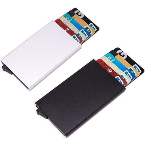 Credit Card Holder RFID Blocking Anti-degaussing RFID Metal Card Holder Men Women Rfid Wallet Metal Case Porte Carte
