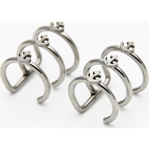 ZLDYOU Unisex Fashion Punk 2-3 Layers U-Shaped Non-Piercing Body Jewelry Ear Cuff Wrap Stainless Steel Clip Earring