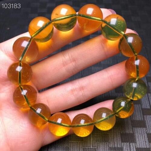 14mm Natural Amber Bracelet Jewelry For Women Men Crystal Mexico Round Beads Beauty Healing Love Gift Gemstone Strands AAAAA