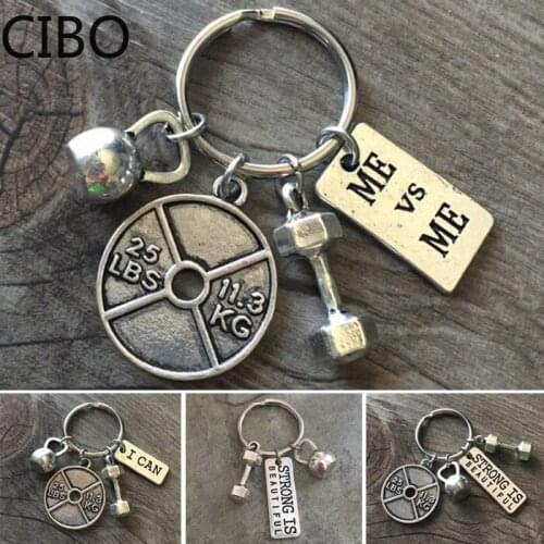 2019 New Sports Barbell Dumbbell Weight Fitness Weightlifting Gym Crossfit Keyring Keychain Gifts for Man