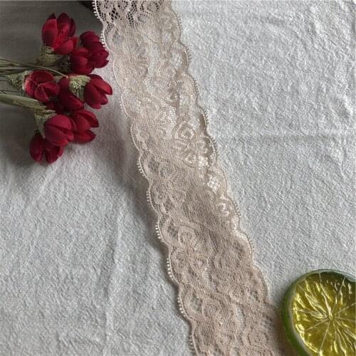 S1052 5cm Beige cotton embroidered lace net ribbons fabric trim diy sewing handmade craft materials