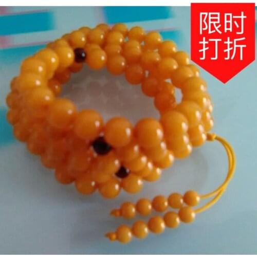 Old wax hand string g price level 1000 chicken oil yellow bracelet in the Baltic sea 108 beads without optimization