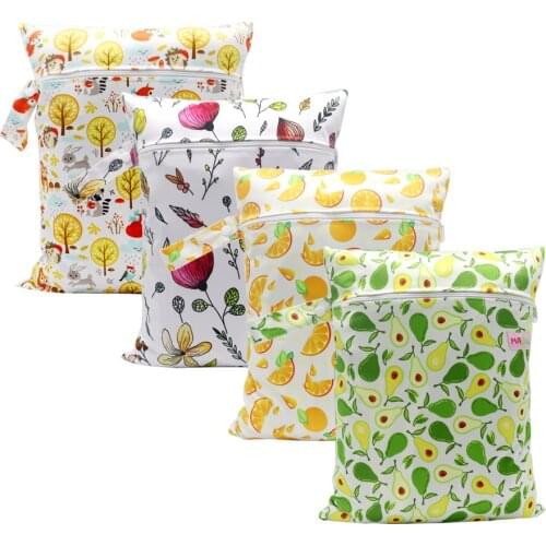 30x40cm Wet Bags Baby Cloth Nappy Pul Waterproof Diaper Bag Dry Reusable Fashion Prints Mummy Storage Bag Travel Single Zipper