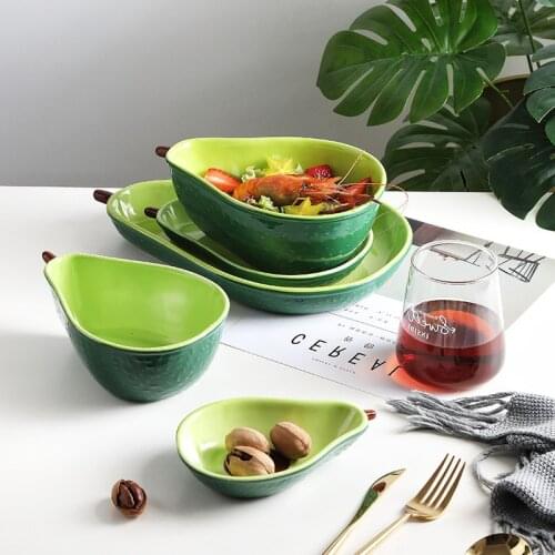 Plate Dinnerware Sets Cute Ceramic Tableware Household Dishs Snack Avocado Bowl Salad Fruit Kids Training