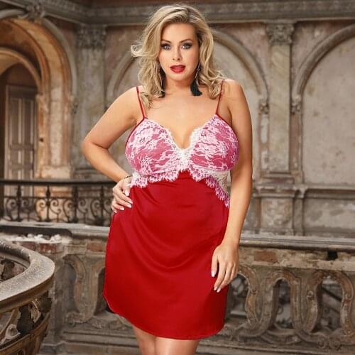 Comeondear Camisón Sexy Para Mujer Satin Sleepwear Plus Size Nuisette Femme Nightgown & Sleepshirts V-Neck Nightdress R80979P