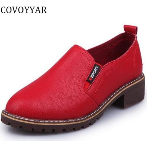 COVOYYAR 2019 British Style Womens Shoes Spring Autumn Casual Shoes Slip On Ladies White Flats Plus Size 40 WFS781