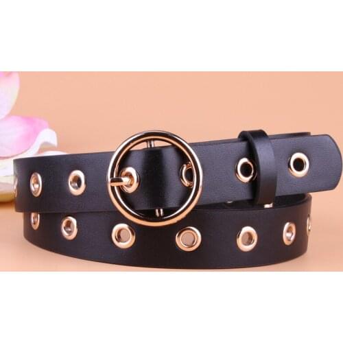 Ladies leather belt Classic fashion PU leather ladies casual belt metal buckle wide belt belt PY05