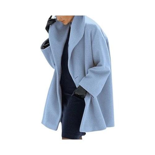 Round Neck Loose Hooded Woolen Ladies Fashion Autumn Winter Multi-Color Coat Double-Faced Woolen Coat