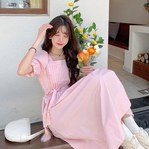 Summer White Fairycore Dress For Women2021 Kawaii Tall Woman Midi Dress Harajuku Cottagecore Vintage Aesthetic Casual Clothes