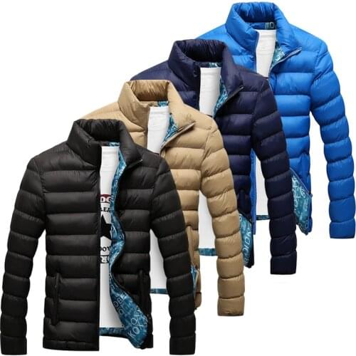 Winter Jacket Men Cotton Padded Thick Jackets Parka Slim Fit Long Sleeve Quilted Outerwear Clothing Winter Warm Men Warm Coats