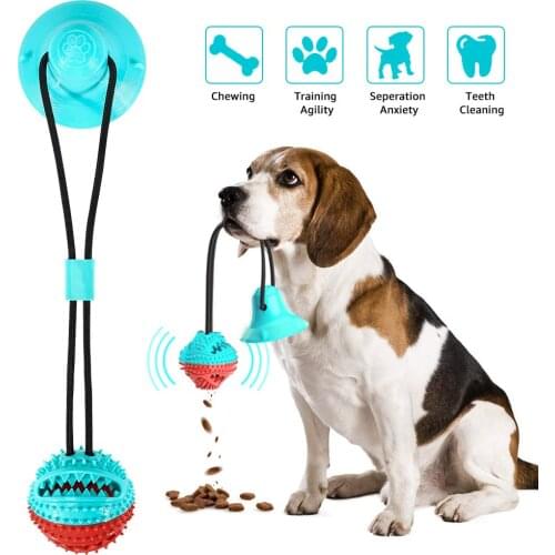 Pet Dog Toys Rubber Chew Interactive Ball Bite Cleaning Teeth Safe Elasticity TPR Puppy Suction Cup Dog Teethbrush Biting Toy