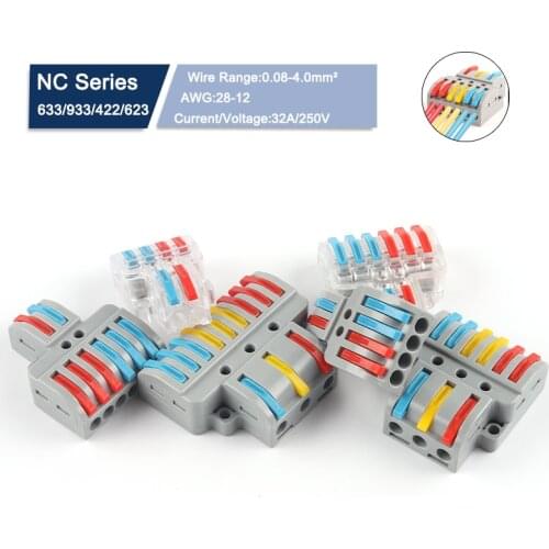 1PCS SPL Quick Wire Connector Push-in Conductor Wiring Terminals For home electrical Led light splitter Splicing Connectors