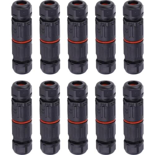 10pcs IP68 Waterproof Electrical Wire Cable 3Pin Connector Outdoor Plug Socket Copper Connector Electrical Equipment Supplies