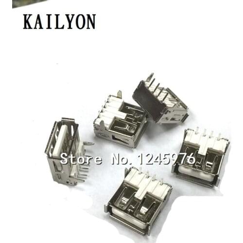 100pcs USB mother seat interface, 90 degrees plug board, straight feet, roll mouth has cover, mother seat, mother mouth straight