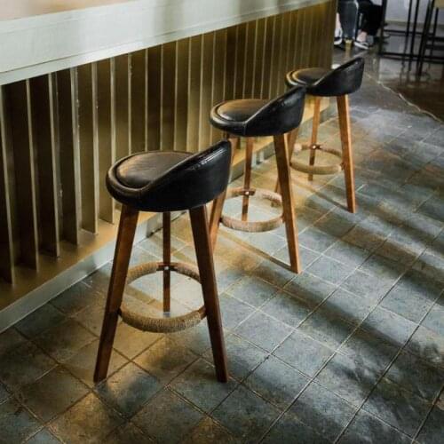 1000 Solid wood bar chair simple high stool home recliner bar stool bar chair tea shop front desk chair