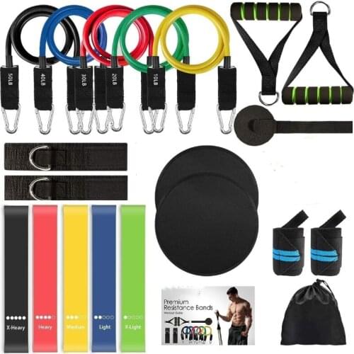 11 PCS Resistance Band Tube Workout Exercise Elastic Fitness Equipment yoga strap