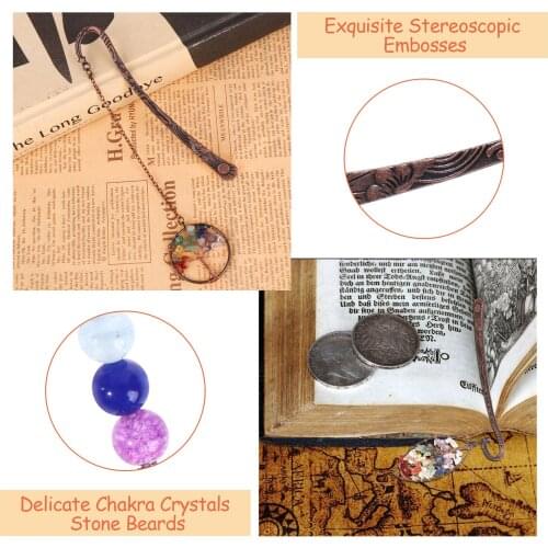 3 Pieces Of Retro Bookmark Healing Crystal Rolling Stone Bookmark Metal Bookmark
