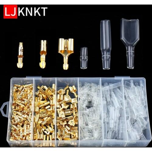 380/120pcs 4.0mm bullet terminal car electrical wire connector Male Female 1 : 2 Brass plug Insulating Crimped suite