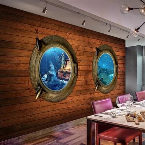Beibehang Custom Wallpapers 3d Photo Murals Wooden Plate Seabed Treasure Living Room TV Background wall paper 3d papel de parede