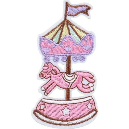 5PCS Pink Trojan Horse Patches for Women Lovely Girls Kids Iron on Patch for Clothing Applique Badge Sticker DIY Accessory