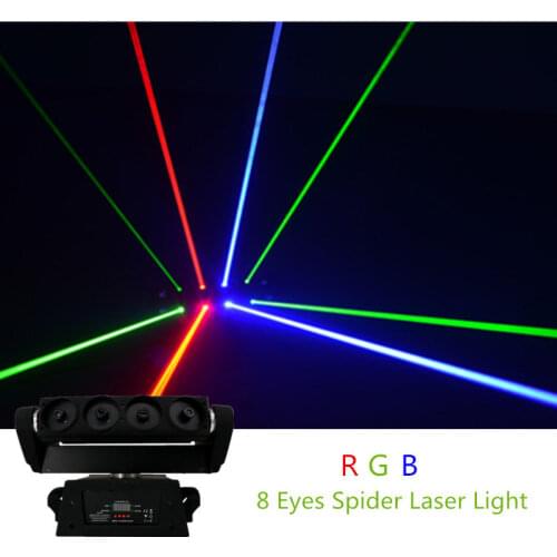 AUCD 8 Eyes RGB Moving Head DMX Master-Slave Spider Beam Projector Laser Lights Disco DJ Party Club Show Stage Lighting DJ108F