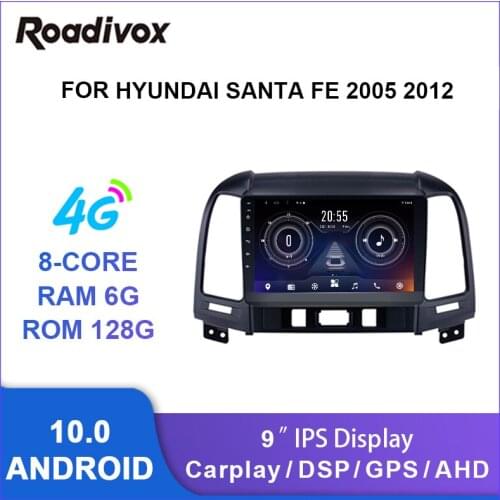9" android 10.0 car radio video gps navigation player for hyundai santa fe 2005 2012 multimedia autoradio stereo head unit