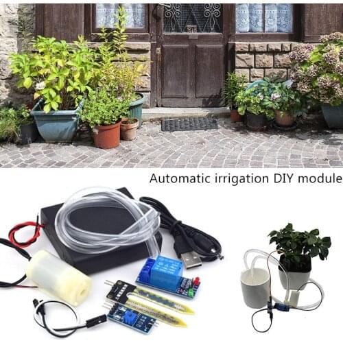 DIY Automatic Micro Home Drip Irrigation Watering System Soil Moisture Sensor Pump Module Kit for Garden Bonsai Indoor Use