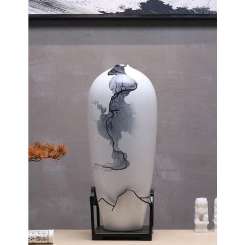 Neo Chinese Style Vase Decoration Modern Nordic Light Luxury Ceramic Creative Showroom Living Room Home Zen Soft Decoration