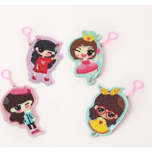 DIY Special Shaped Diamond Painting Wallet Girl Coin Purse Pendants Gifts Keychain Small Purse Diamond Embroidery Cross Stitch
