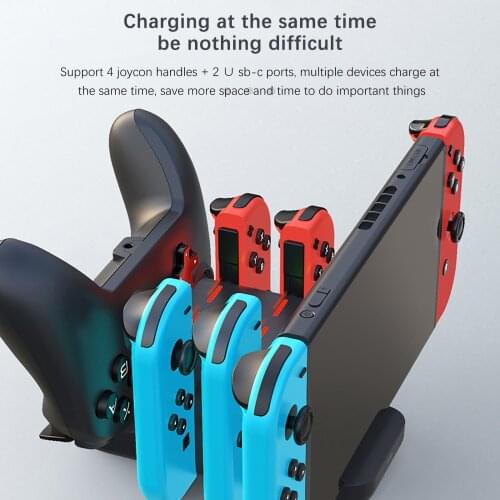 6 In 1 Charging Dock For Nintendo Switch Joy-Cons Controller Station Dual Charger Stand For Game Console Charger