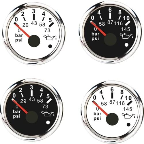 52mm Pointer Oil Pressure Gauge Oil Pressure Indicator Meter Waterproof Boat Car Gauges with Alarm