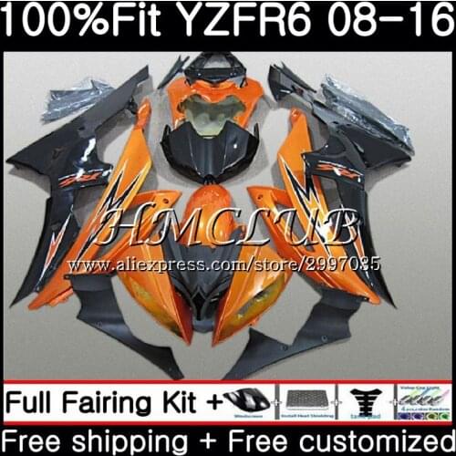 Injection For YAMAHA YZF600 YZF-R6 2008 2013 2014 2015 2016 17HC.18 YZF 600 YZF R6 R 6 YZFR6 08 13 14 15 16 Fairing orange black