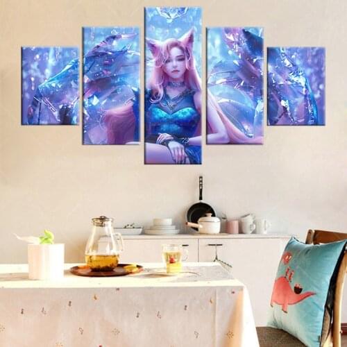 KDA ALL OUT Ahri Canvas Painting LOL Game Poster Sexy Girl Wall Art Picture Home Decor League of Legends Game Figure Nice Gift