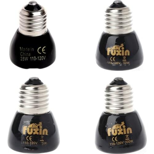 25W/50W/75W/100W Far Infrared Ceramic Emitter Heating Light Lamp For Pet Reptile 110-120V Black