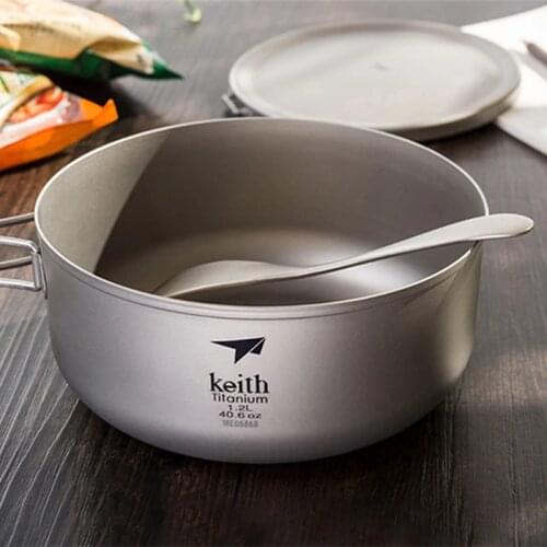 Keith Titanium Dinner Box Folding BowlsCamping Kitchen Outdoor Cooking Lunch Box Big Capacity 800ML 1L 1.2L