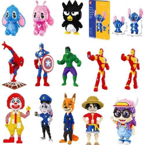 Disney 26styles Stitch Spiderman Blocks Blocks Building Toys Cartoon Anime Characters Teaching Childrens Toy Legoeing