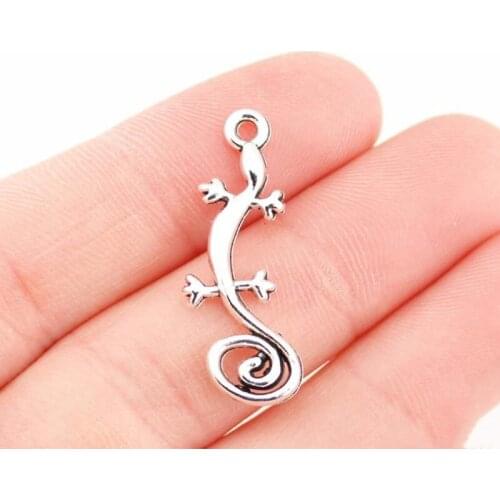 8pcs 29X11mm Gecko Chams Antique Silver Color Tone Pendant Diy Necklace Handmade Bracelet Findings Jewelry Making Supplies