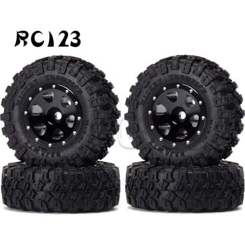 Metal Beadlock CNC Micro Crawler Wheel Rim 30mm 1.0" & 52mm Tires for 1/24 RC Axial SCX24 90081 AXI00001 Mini Crawler Rc Wheels