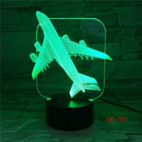 3D Aircraft Warplane Model Creative Night Light Touch Jet Plane Desk Lamp LED Illusion Lamp Bedside Lamp Cool Office Ligh AW-703