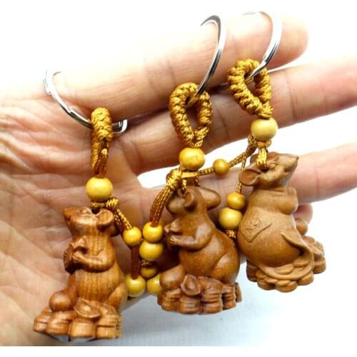 Fashion natural Mahogany Engraving Key Chain Lifelike Pendant Key Ring Jewelry making Gift For Car wholesale A14