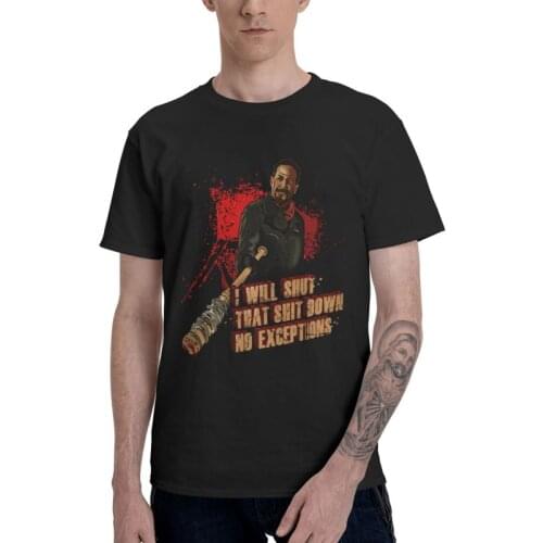 Cool The Walking Dead Negan TV Show T Shirt Mens 100% Cotton Printing T-shirts Graphic Tshirt Short Sleeve Tees Tops