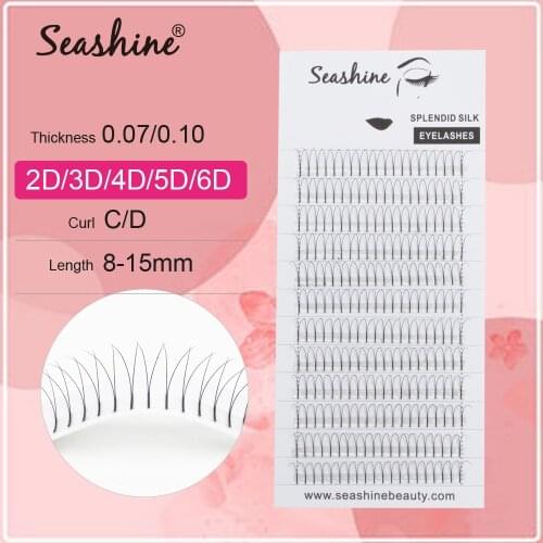 Seashine Lashes Faux Mink Premade Russian Volume Lashes Long Stem Pre made Volume FansEyelash Extensions Supplies