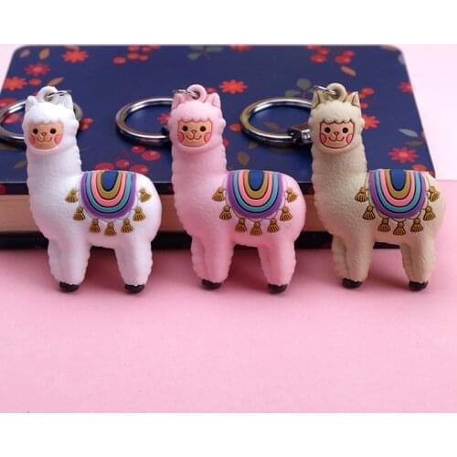 New Qualitied Original cartoon Lamb cute Luck Zodiac Alpaca keychain key ring Simulation Animals Pendant Jewelry Birthday gift