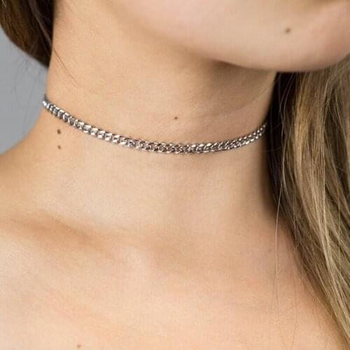 Simple Vintage Style Punk Thick Chains Choker Necklace for Women Geometric Neck Chocker Collar Necklace Elegant Jewelry Gift