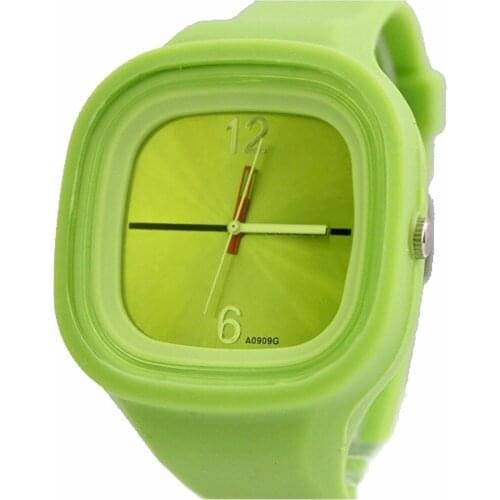 Luxury Brand Unisex Analog Quartz Watch 3 Hands Movement Green Soft Silicone Band Green Dial