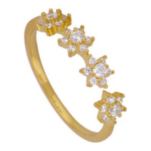 Luxury Snowflake Diamond Ring 925 Sterling Silver Luxury Fine Jewelry Adjustable Rings For Women Rings Anillos Bague Bijoux