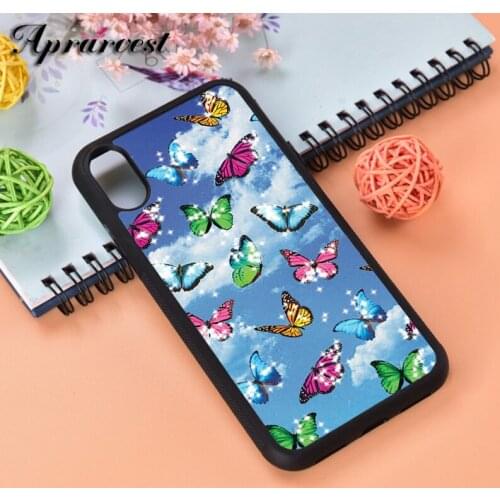 Aprarvest Butterfly Sky Silicone Rubber Phone Case Cover For iPhone 6 6S 7 8 PLUS X XS XR 11 12 MINI PRO MAX