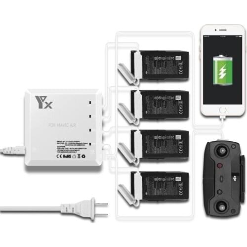 Brand New 6 in 1 Drone Battery remote control charger Intelligent Charging with USB Port For DJI Mavic air Accessories