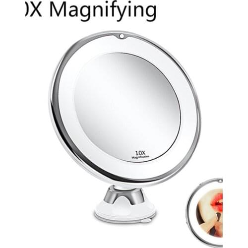 LED Makeup Vanity Mirrors 10X Magnifying Lighted Mirror Portable Hand Cosmetic Magnification Bathroom Decor For Women Men