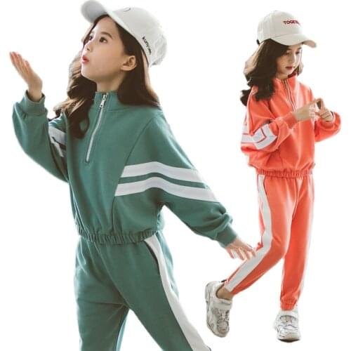 Kids Zipper Sweatshirt and Letters Pants 2pc Set Autumn Cartoon Jacket Coat Hip Hop Pullover Sport Suits Children Teens Clothes